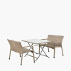 Tobs Outdoor Grey Synthetic Rattan Two Bench Dining Set