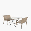 Tobs Outdoor Grey Synthetic Rattan Two Bench Dining Set