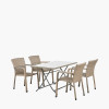 Tobs Outdoor Grey Synthetic Rattan 4 Seater Dining Set