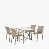 Tobs Outdoor Grey Synthetic Rattan 4 Seater Dining Set