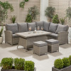 Barbados Slate Grey Outdoor Corner Seating Set Long Left with Ceramic Top