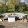 Cosiloft 120 Relaxed Dining White and Teak Fire Pit Table