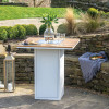 Cosiloft 100 White and Teak Fire Pit Bar Table