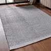 Indoor Outdoor Graphite and White Basket Weave Design Rug