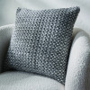 Indoor Outdoor Graphite and White Basket Weave Design Scatter Cushion