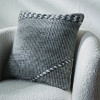 Indoor Outdoor Grey and White Plaited Stripe Design Scatter Cushion