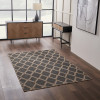 Indoor Outdoor Natural and Slate Grey Diamond Design Rug