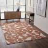 Indoor Outdoor Terracotta and Ivory  Geometric Design Rug Large