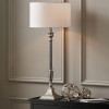 Canterbury Antique Silver Metal Table Lamp Base with Henry 35cm White Handloom Cylinder Lampshade