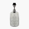 Ophelia Small Mercurial Glass Table Lamp Base with Lino 30cm Grey Self Lined Linen Cylinder Lampshade