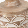 Kingsbury White Wash Large Carved Wood Table Lamp Base with Edward 40cm Natural Linen Cylinder Lampshade