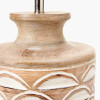 Kingsbury White Wash Carved Wood Table Lamp Base with Lino 30cm Cinnamon Self Lined Linen Cylinder Lampshade