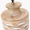 Kingsbury White Wash Carved Wood Table Lamp Base with Lino 30cm Cinnamon Self Lined Linen Cylinder Lampshade