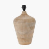 Taika White Wash Textured Wood Table Lamp Base with Lino 40cm Black Self Lined Linen Cylinder Lampshade