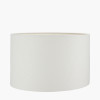 Taika White Wash Textured Wood Table Lamp Base with Lino 40cm White Self Lined Linen Cylinder Lampshade