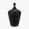 Taika Antique Black Textured Wood Table Lamp Base with Lino 40cm White Self Lined Linen Cylinder Lampshade