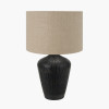 Taika Antique Black Textured Wood Table Lamp Base