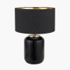 Eva Matt Black Cold Cut Stripe Glass Table Lamp Base