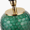 Camila Green Cold Cut Textured Glass Table Lamp Base with Lino 35cm Black Self Lined Linen Drum Lampshade