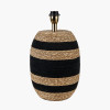 Kalutara Black and Natural Sea Grass Tall Table Lamp Base with Lino 40cm Black Self Lined Linen Cylinder Lampshade