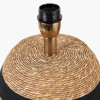 Kalutara Black and Natural Sea Grass Tall Table Lamp Base with Lino 40cm Black Self Lined Linen Cylinder Lampshade