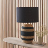 Kalutara Black and Natural Sea Grass Tall Table Lamp Base with Lino 40cm Black Self Lined Linen Cylinder Lampshade