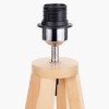 Whitby Natural Wood Tapered 4 Post Table Lamp Base with Edward 35cm Natural Linen Cylinder Lampshade