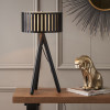 Rabanne Slatted Black Wood Tripod Table Lamp