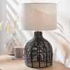 Caswell Black Rattan Cloche Table Lamp