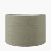 Kali Textured Dot Light Grey Stoneware Table Lamp Base with Edward 30cm Pistachio Green Linen Cylinder Lampshade