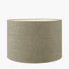 Kali Textured Dot Light Grey Stoneware Table Lamp Base with Edward 30cm Pistachio Green Linen Cylinder Lampshade