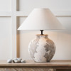 Lulia Antique Finish Stoneware Table Lamp Base with Harley 40cm Slubby Hopsack Empire Lampshade