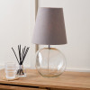 Hallie Clear Glass and Grey Shade Table Lamp