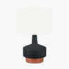 Elio Black and Wood Effect Textured Ceramic Table Lamp