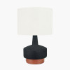 Elio Black and Wood Effect Textured Ceramic Table Lamp