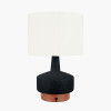 Elio Black and Wood Effect Textured Ceramic Table Lamp