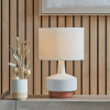 Elio White and Wood Effect Textured Ceramic Table Lamp