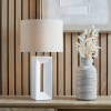 Block White Ceramic Tall Table Lamp