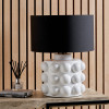 Serenity White Bobbled Ceramic Large Table Lamp Base with Harry 40cm Black Cotton Mix Cylinder Lampshade