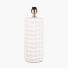 Sohan White Bobbled Ceramic Tall Table Lamp Base with Lino 40cm Black Self Lined Linen Cylinder Lampshade