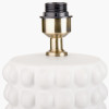 Sohan White Bobbled Ceramic Tall Table Lamp Base with Lino 40cm Black Self Lined Linen Cylinder Lampshade