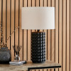 Sohan Black Bobbled Ceramic Tall Table Lamp Base with Lino 40cm White Self Lined Linen Drum Shade