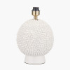 Wrenley Cream Ceramic Sea Urchin Table Lamp Base with Henry 35cm Grey Handloom Cylinder Lampshade