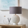 Wrenley Cream Ceramic Sea Urchin Table Lamp Base with Henry 35cm Grey Handloom Cylinder Lampshade