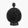 Wrenley Black Ceramic Sea Urchin Table Lamp Base with Henry 35cm White Handloom Cylinder Lampshade