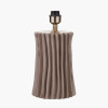 Devony Taupe Pleated Ceramic Table Lamp Base with Lino 35cm White Self Lined Linen Drum Lampshade