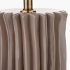 Devony Taupe Pleated Ceramic Table Lamp Base with Lino 35cm White Self Lined Linen Drum Lampshade