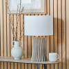 Devony Taupe Pleated Ceramic Table Lamp Base with Lino 35cm White Self Lined Linen Drum Lampshade