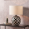 Larisa Black Polka Dot Ceramic Table Lamp Base with Rouen 35cm White Boucle Cylinder Lampshade