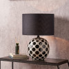 Larisa Black Polka Dot Ceramic Table Lamp Base with Lino 35cm Black Self Lined Linen Cylinder Lampshade